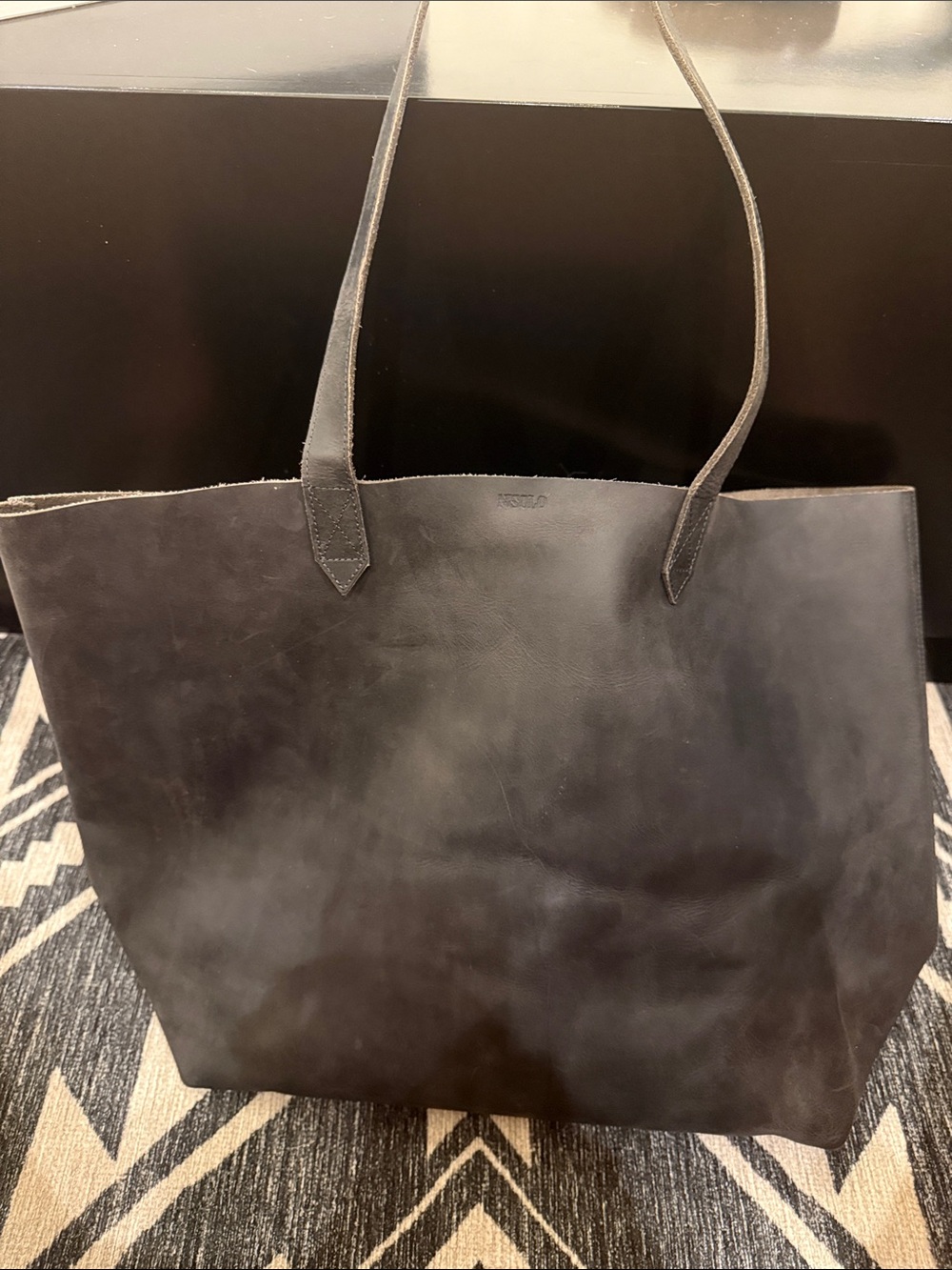 Nisolo Distressed Black Leather Lori Tote